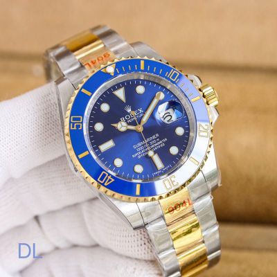 2 tone ROLEX Submariner 904L Steel 2836/8215 Movement Blue Watch